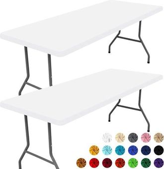 No Brand Juego De 2 Manteles Rectangulares El&aacute;sticos (180 Cm), Acampadas, Cubremesas Lavable Y El&aacute;stico Para Uso En Exteriores (blanco, 76 X 183 Cm)