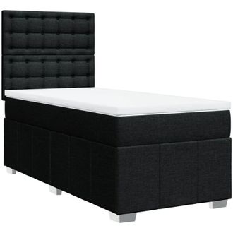vidaXL Cama Box Spring Con Colch&oacute;n Tela Negro 90x190 Cm Vidaxl