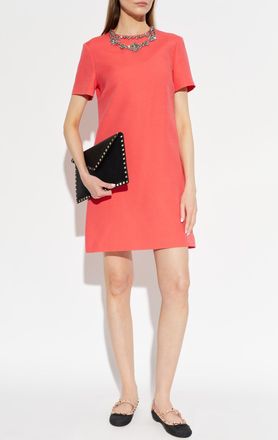 Valentino Garavani Dress With Shimmering Crystals At The Neckline, Womens, Pink