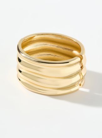 Simons Womens Golden wavy wide bangle