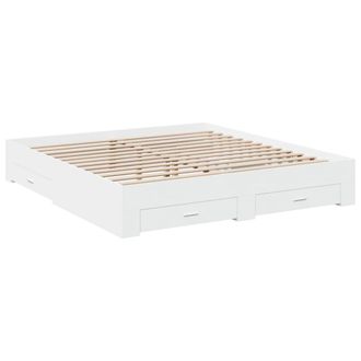 Berkfield Home Modern Bed Frame with Drawers without Mattress White 200x200 cm