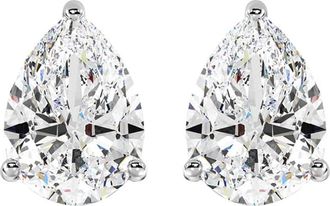 Diamond2Deal 2 Ct Pear Cut Lab Grown Diamond Stud Earrings 14k White Gold VS Clarity, F-G Color