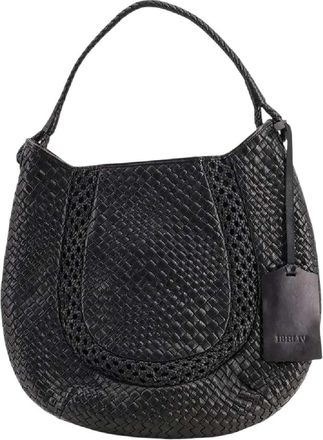 Ibeliv Black Lamia Woven Leather Shoulder Bag