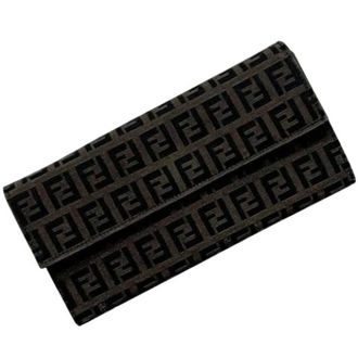 Fendi Pre-owned Lange portemonnee (bi-fold) - Dames - Pre-owned - Zwart - Maat: ONE Size Leer