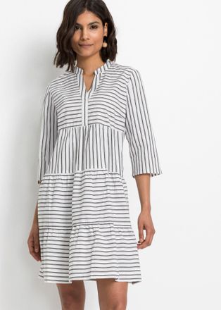 Bonprix Tunikakleid BONPRIX, Damen, Gr. 38, N-Gr, schwarz, wei&szlig; gestreift, Web, Obermaterial: 100% Baumwolle, A-Linie, Kleider Tunikakleid, f&uuml;r Fr&uuml;hling und S