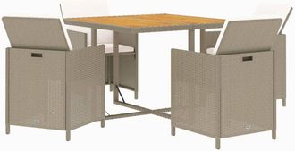 vidaXL Vidaxl - Set Comedor De Jard&iacute;n 5 Pzas Con Cojines Rat&aacute;n Sint&eacute;tico Beige