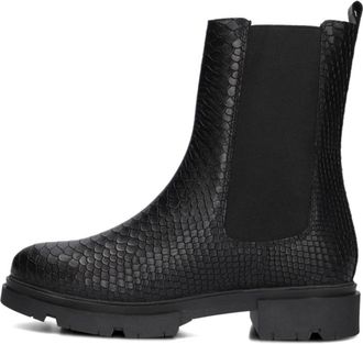 Omoda Zwarte Chelsea Boots met Croco Print - Dames - Chelseaboots - Zwart - 42 EU - Leer - Schoenen