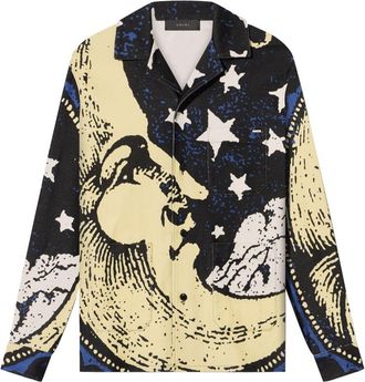 Amiri moon-print organic cotton shirt - men - Organic Cotton/Polyester - M - Black