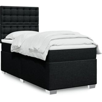 vidaXL Vidaxl - Cama Box Spring Con Colch&oacute;n Tela Negro 80x200 Cm