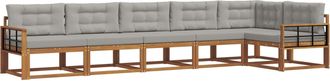 vidaXL Conjunto De Sof&aacute;s De Exterior 6 Uds. Natural Y Gris Claro Vidaxl