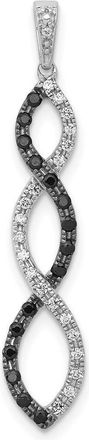 Diamond2Deal 14k White Gold 1/4 carat Black and White Diamond Twisted Pendant