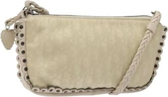 Dior Pre-owned Mini Bags, female, White, Size: ONE SIZE Pre-owned Canvas Mini Shoulder Bag