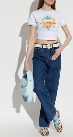 Casablanca T-shirt With Print, Womens, White