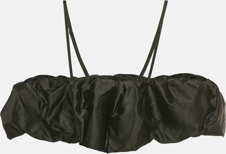 Jonathan Simkhai Jonathan Simkhai Black Taffeta Ruffled Leonora Corset Top