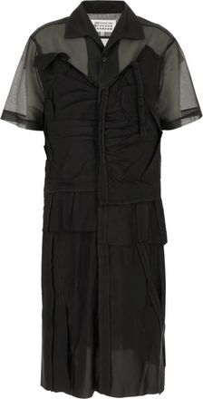 Maison Margiela Elegante Overhemdjurk - Dames - Shirt Kleedjes - Zwart - S - Polyester - Kleedjes