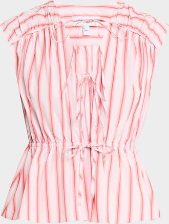Derek Lam Caroline Striped Double-Tie Top