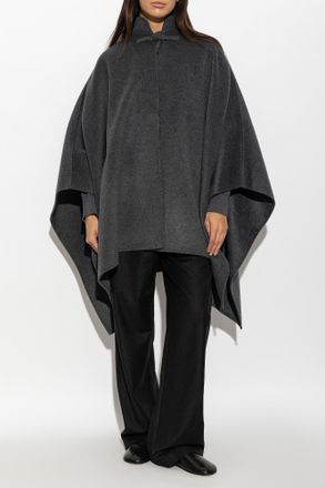 R&oacute;he Wool Poncho With Turtleneck, Womens, Grey
