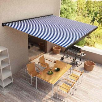 vidaXL Toldo De Carrete Motorizado Azul Y Blanco 400x300 Cm Vidaxl