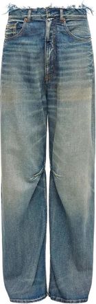 Maison Margiela Jeans, Dames, Blauw, W27, Katoen, Blauwe Versleten Spijkerbroek