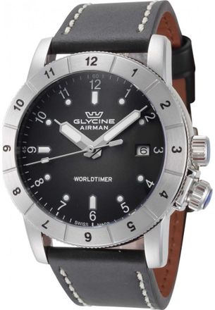 Glycine GL1023 Mens Worldtimer Watch - Silver - One Size