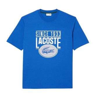 Lacoste Heren Zwaar Katoenen T-Shirt (Blauw)