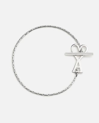 Ami Ami Paris - Silver Brass Chain Bracelet with Ami De Coeur Grey - Size: 1 - Unisex