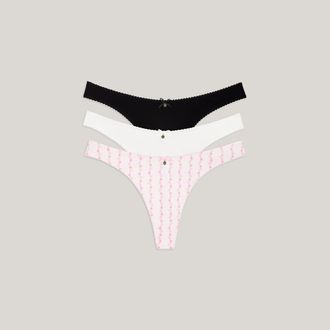 Lounge Cotton Kisses Strings (3-pack) - Roze Print - XXL