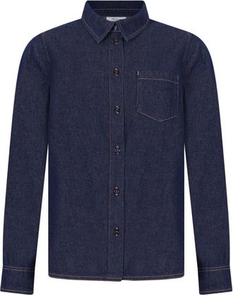 Maison Kitsun&eacute; Indigo Light Japanese Denim Shirt - Dames - Spijkeroverhemden - Blauw - 2XS - Denim - Overhemden