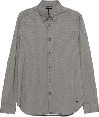 Emporio Armani Geometric-Pattern Shirt - Heren - Casual Overhemden - Grijs - 2XL - Overhemden