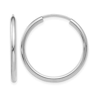 Diamond2Deal 10k White Gold 2mm Round Shape Hoop Earrings