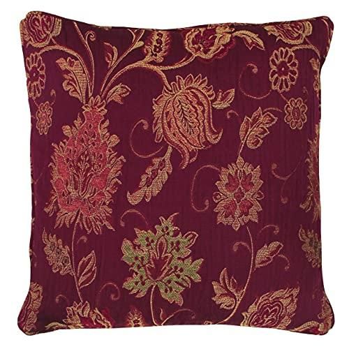 Riva Paoletti Riva Zürich Gefülltes Kissen Rot - Dekorative Blumen Jacquard-Entwurf - Piped Edges - Reversible - 100 Fall (18 X 18 Zoll) - Entwickelt In Großbritann ab 28,75 €