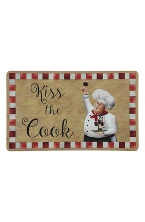 J&V Textiles Kitchen Floor Mat in Beige/Kiss The Cook at Nordstrom Rack