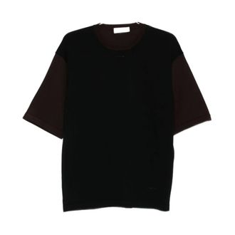 Lanvin Tops, Heren, Zwart, L, Katoen, T-shirt met ronde hals