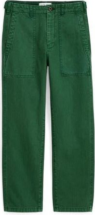 Alex Mill Neil Herringbone High Waist Straight Leg Utility Pants in Emerald at Nordstrom Rack, Size 0