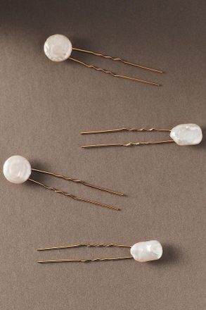 Anthropologie Freshwater Pearl Hair Pins, Set of 4