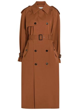 Saint Laurent Double-breasted Cotton and Silk-blend Trench Coat - Moca - 40 (UK12 / M)