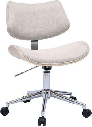 Miliboo Miliboo - Silla De Oficina Con Ruedas De Dise&ntilde;o En Tela De Terciopelo Beige, Madera De Roble Claro Y Metal Malmo