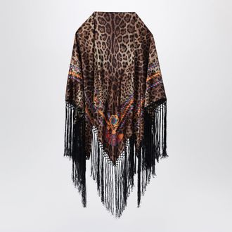 Dolce & Gabbana Silk shawl with leopard print and fringes