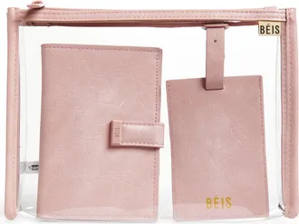 Béis The Passport Holder & Luggage Tag Set in Atlas Pink at Nordstrom