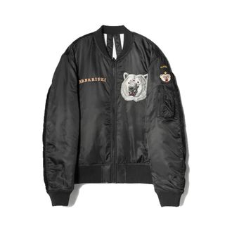 maharishi The Alaskan Tour Embroidered Velvet Jacket - Heren - Bomber jackets - Zwart - S - Katoen - Jassen
