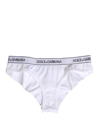 Dolce & Gabbana White Cotton Logo Waistband Brief Panty Womens Underwear