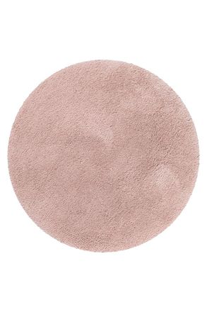 Homie Living Alfombra de ba&ntilde;o redonda lisa de poli&eacute;ster rosa empolvado 90 cm