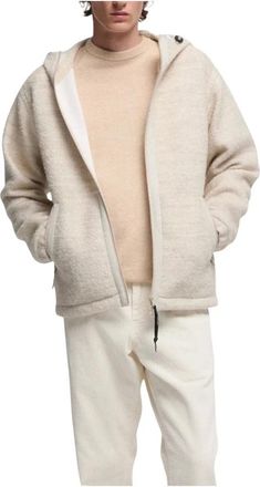 Aspesi Hoodies & sweatvesten, Heren, Beige, L, Wol, Ay 53 Zip Hoodie
