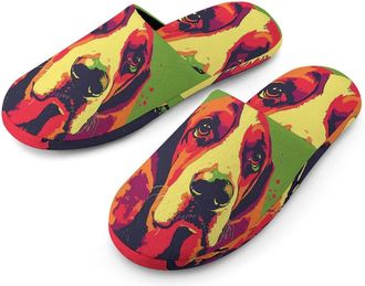 Generic Basset Hound Dog Art Mens House Slippers Slip Indoor Slipper On Shoes Warm Outdoor
