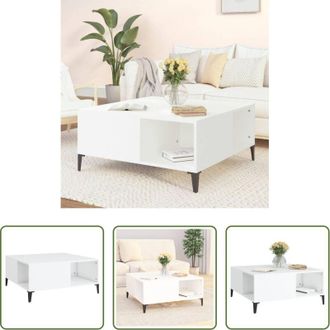 vidaXL Tavolino in legno - Tavolino da Salotto Bianco 80x80x36,5 cm in Legno Multistrato