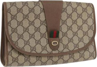 Gucci Pre-owned Clutches, female, Beige, Size: ONE SIZE Pre-owned GG Canvas Clutch