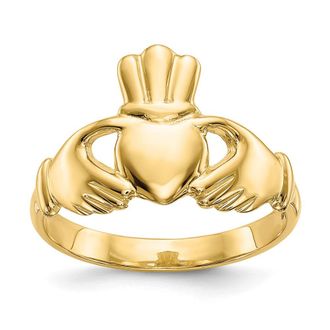 Diamond2Deal 14k Yellow Gold Polished Claddagh Ring