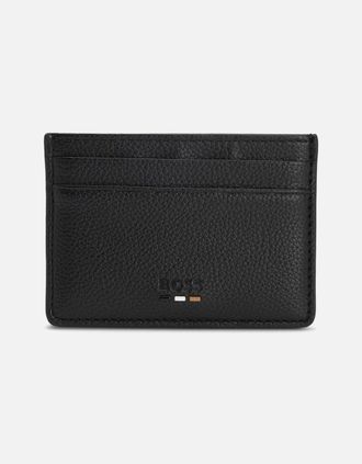 HUGO BOSS Mens BOSS Orange Ray Mens Grained Faux-Leather Card Holder with Logo Trim - Black 001 - Size: ONE size