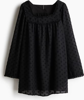 H&M Transparentes Plumetis-Kleid - Schwarz