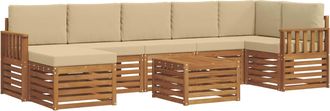 vidaXL Conjunto De Sof&aacute;s De Exterior 8 Uds. Natural Y Beige Vidaxl